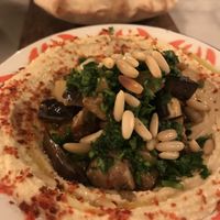 Hummus with eggplants at Hummus in Delft