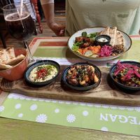 Vegan Buddha bowl, and tapas options (black beans and sweetcorn, Bang bang cauliflower and hummus)  at Lounges - Nautico Lounge in Weymouth