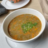 Lentil vegetable soup at Cardamomo in Bogota