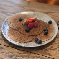 Pancakes with sugar and cinnamon.  at Hommage in Cologne