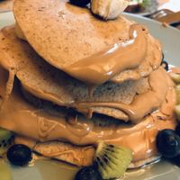 Pancakes with banana and other fruits  at Hommage in Cologne