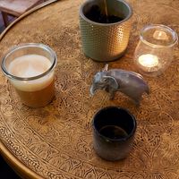 Waiting outside with some hot drinks. at Hommage in Cologne