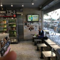 Inside venue; a few places to sit are provided. at Juice Press - Lenox Hill in New York City