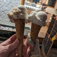 Oat milk Stracciatella and lemon poppy seed at Balaram Eis in Berlin