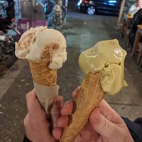 Apricot cheesecake and pistachio at Balaram Eis in Berlin