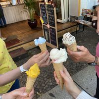 Mango, blue coconut, cheesecake, stracciatella   at Balaram Eis in Berlin