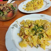 Kässpätzle mit Salat at Huendeleskopfhuette in Pfronten-kappel