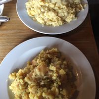 Above: vegetarian Kasspatzn (german mac n cheese) Below: vegan Kasspatzn (~14€)  at Huendeleskopfhuette in Pfronten-kappel