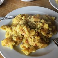 Vegan Kasspatzn aka Käsespätzle (call ahead to order!) at Huendeleskopfhuette in Pfronten-kappel