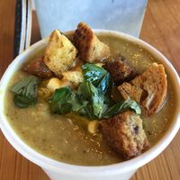 Corn & Basil vegan soup  at Everkrisp in Destin