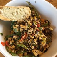 Spicy Nola with tempeh instead of shrimp at Everkrisp in Destin