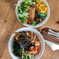 (From top) Scrambled tofu rice bowl and Kimchi rice bowl at Flourish 元禾食堂 - Yuán Hé ShíTáng in Taipei