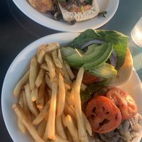 Black bean mushroom burger & beyond burger vegan supreme  at Priest Station Cafe in Big Oak Flat