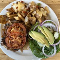The black bean crimini sandwich with a side of breakfast potatoes…it was excellent!   at Priest Station Cafe in Big Oak Flat