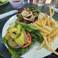 Vegan burger at Priest Station Cafe in Big Oak Flat