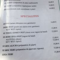 Menu at Karamara in Tours