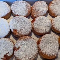 Special order of strawberry-filled donuts at Holey Rollers Bakery in Oklahoma City