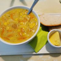 Sweetcorn Chowder, Soup of the Day but a delicious meal in itself! at Cafe Temple in Galway