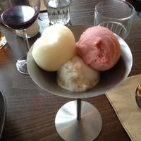 vegan sorbet options - lemon, coconut and strawberry at Zizzi in Bromley