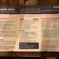 Vegan menu at Zizzi in Bromley