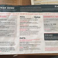 vegan menu at Zizzi - Leith in Edinburgh