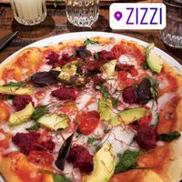 Pizza arcobaleno with vegan cheese  at Zizzi - Roxburgh Court in Edinburgh