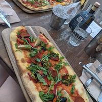 Vegan pizza - pepperoni, artichoke, olive, pesto, rocket at Zizzi - Princes Square in Glasgow