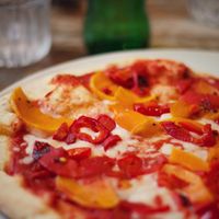 vegan pizza with chilli, pepper and butternut squash at Zizzi - West End in Glasgow