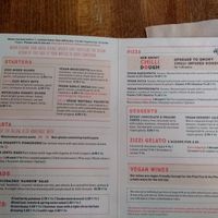 Vegan menu at Zizzi - West End in Glasgow