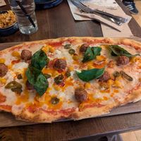 Meatball pizza at Zizzi in East Molesey