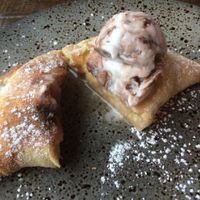 Vegan Dessert Calzone, with banana and raspberry (inside). at Zizzi - Birstall in Leeds