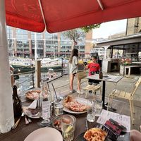 Vegan pizza and veggies   at Zizzi - St Katharine's Docks in East London