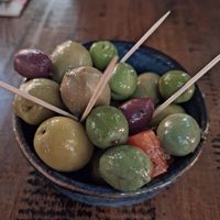 Olive nibbles at Zizzi - Piccadilly Gardens in Manchester