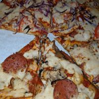 Margherita twister and pepperoni with vegan cheese at Mr Singh's in East London