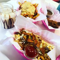 Hot dog and chilli cheese fries at The Burger Garden in Sheffield