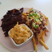 BBQ ribs with mac & cheese and Thai fries at The Burger Garden in Sheffield