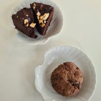 Brownie and a chocolate cookie for dessert. at Cafe Frida in Trois-rivieres
