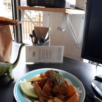 nice setting near the window. play games while you wait :D at Cafe Frida in Trois-rivieres