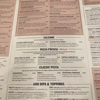 The menu    at Zizzi in Solihull