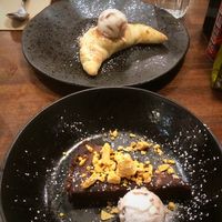 STICKY CHOCOLATE & PRALINE TORTE, & VEGAN DESSERT CALZONE  at Zizzi in Worcester