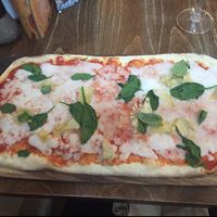 vegan pizza with spinach, artichoke & pine nuts at Zizzi in York