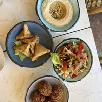 Hummus, spanakopita, fatoush, falafel   at Le Phenicia in Antibes