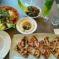 Falafel salad, hummus, tabuleh, pita halloumi at Le Phenicia in Antibes