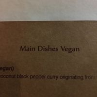 Clearly marked vegan dishes at The Indian Harbor in Fort Lauderdale