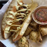 Choripan at La Esquina Vegana in Heredia