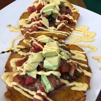 Patacones rellenos  at La Esquina Vegana in Heredia