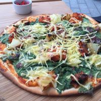 vegan Kew garden pizza & chillis on the side! at The Stable - Kew Bridge in West London