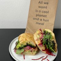 za’atar smashed chickpea sandwich (plated at home) at Homegrown - Downtown in Seattle