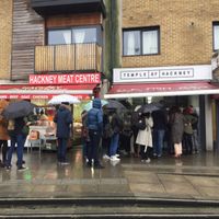 next to hackney meat centre - no customers there! vegans win!!  at Temple of Seitan - Hackney in East London