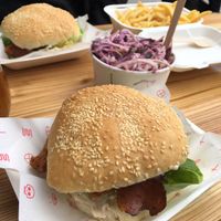 burgers  at Temple of Seitan - Hackney in East London